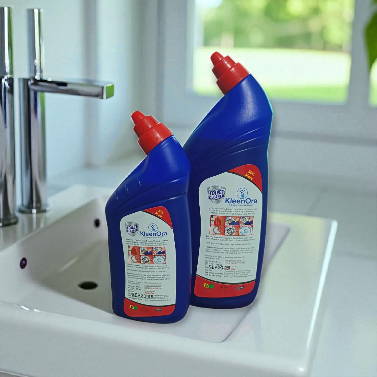 KleenOra Powerful Toilet Cleaner - Deep Cleaning Formula (Ocean Breeze Fragrance) - 1L + 500ml Combo Pack